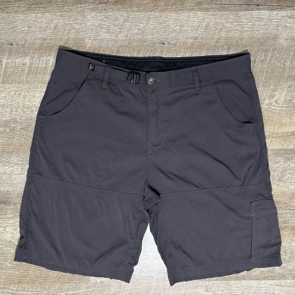 Prana Shorts Stretch Zion Performance Men's XL Gray Outdoor Hiking Cargo Belted